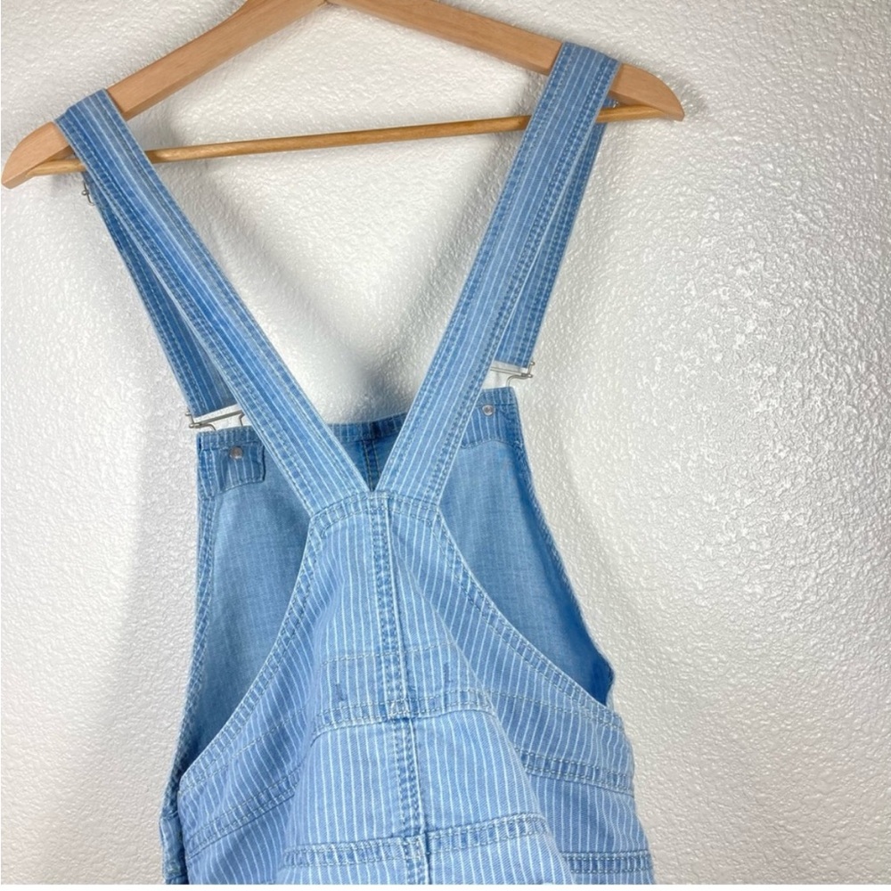 Free People Denim Stripe Fray Hem Mini Skirt Jumper Distressed Overalls- 24/ 0 - Picture 8 of 16